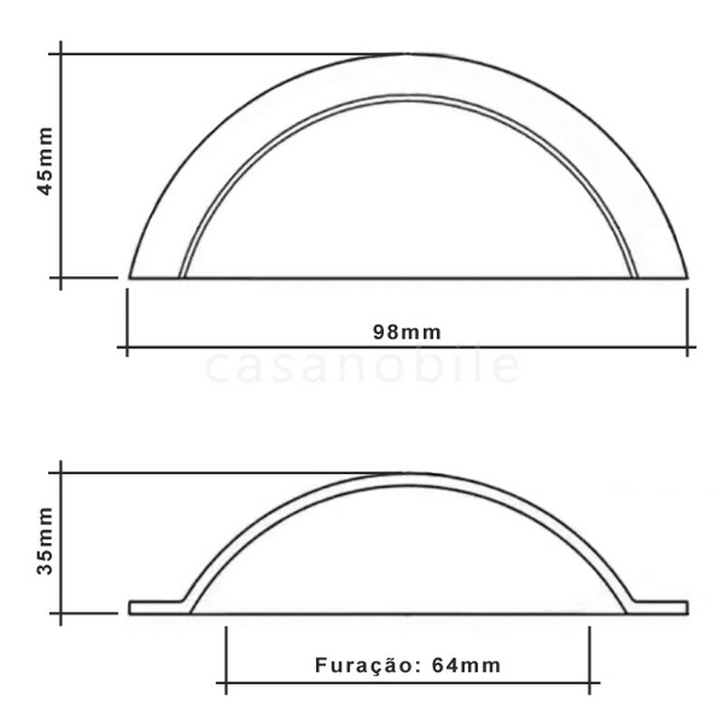 Puxador Concha Níquel Escovado 98mm - C3268