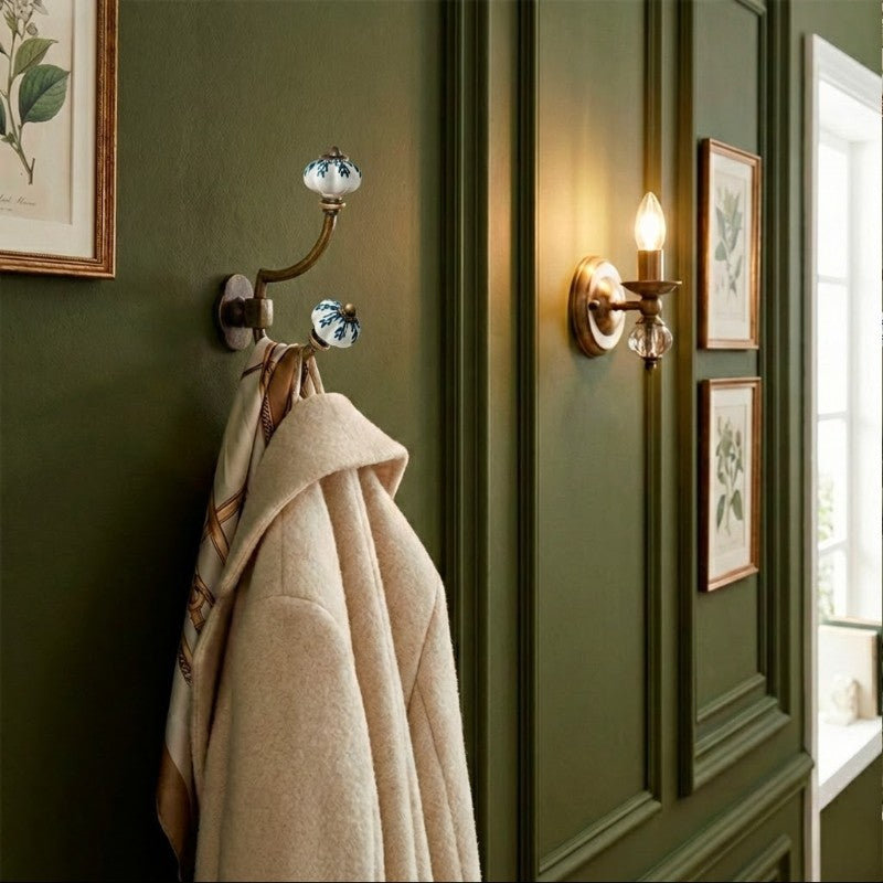 Gancho Parede Duplo de Porcelana Branco - C4051