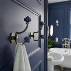 Gancho Parede Duplo de Porcelana Azul Escuro - C4048