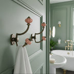 Gancho Parede Duplo de Porcelana Rosa - C4046