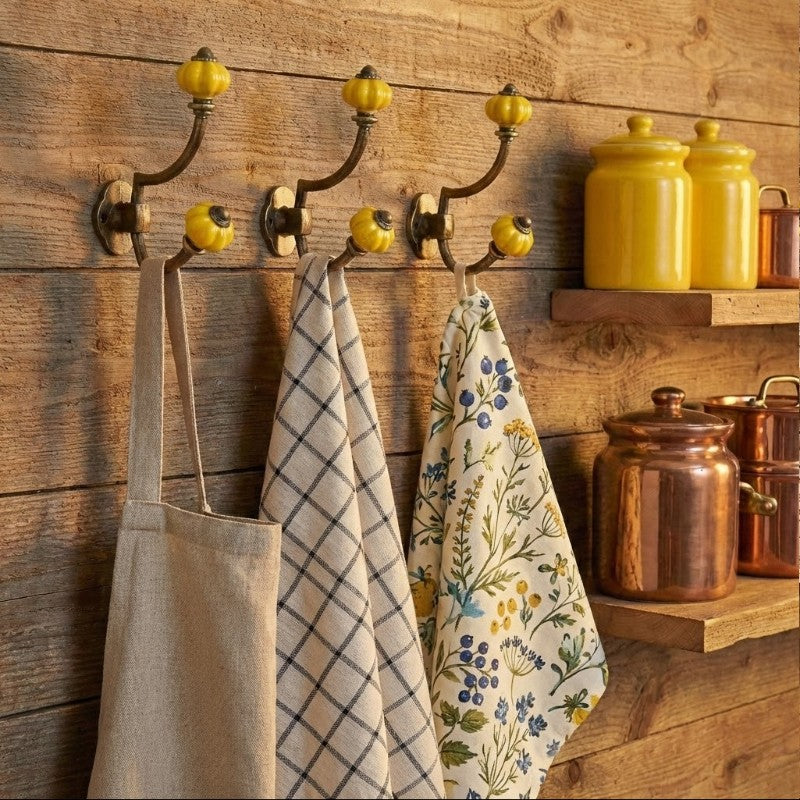 Gancho Parede Duplo de Porcelana Amarelo - C4049