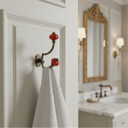 Gancho Parede Duplo de Porcelana Vermelho - C4050