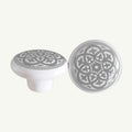 Puxador Porcelana Redondo Estampa Cinza 38mm - C1173