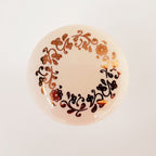 Puxador Porcelana Redondo Marfim Floral Anel Metal 32mm - C1305
