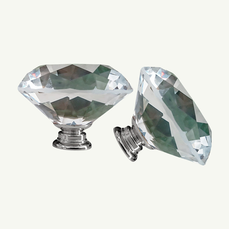 Puxador Cristal Diamante 50mm Base Cromada - C2140