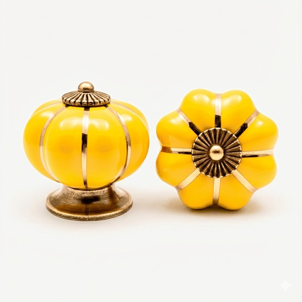Puxador Porcelana Abóbora Amarelo - C1005