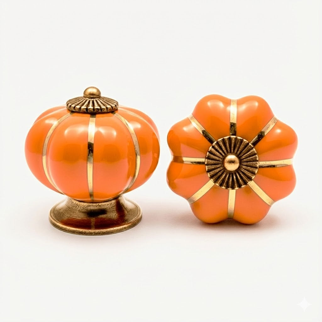Puxador Porcelana Abóbora Laranja - C1006